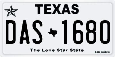 TX license plate DAS1680