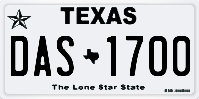 TX license plate DAS1700