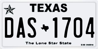 TX license plate DAS1704