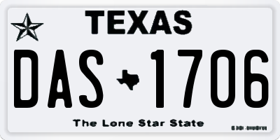 TX license plate DAS1706