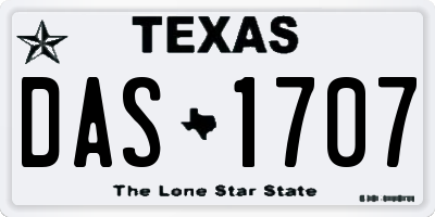 TX license plate DAS1707