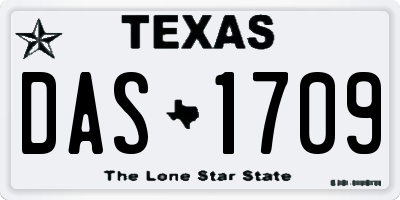 TX license plate DAS1709