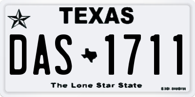 TX license plate DAS1711
