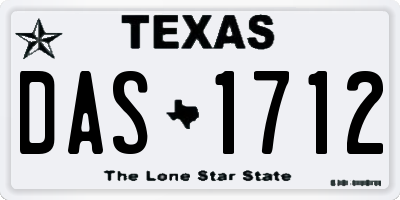 TX license plate DAS1712
