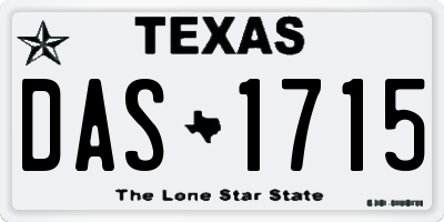 TX license plate DAS1715