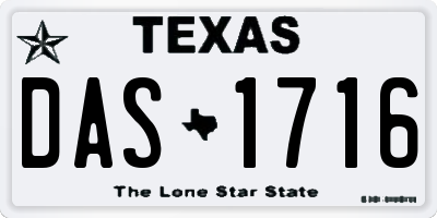 TX license plate DAS1716