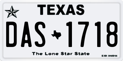 TX license plate DAS1718