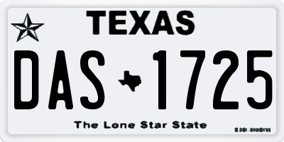 TX license plate DAS1725