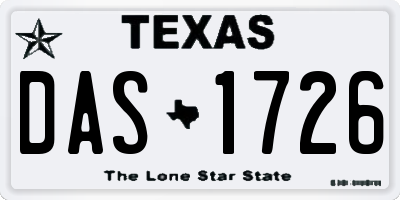TX license plate DAS1726