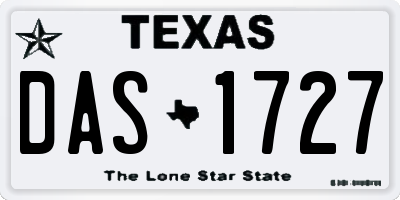 TX license plate DAS1727