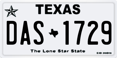 TX license plate DAS1729