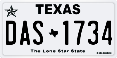 TX license plate DAS1734