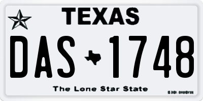TX license plate DAS1748
