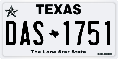 TX license plate DAS1751