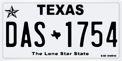 TX license plate DAS1754