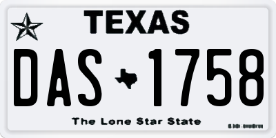 TX license plate DAS1758