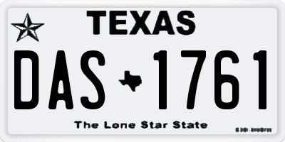 TX license plate DAS1761