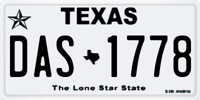 TX license plate DAS1778