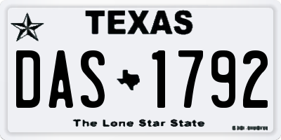 TX license plate DAS1792