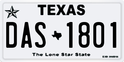 TX license plate DAS1801