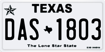 TX license plate DAS1803