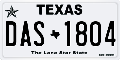 TX license plate DAS1804