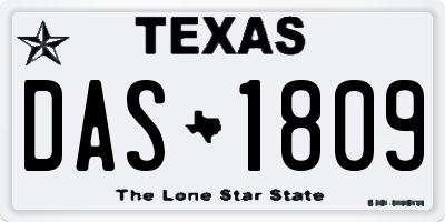 TX license plate DAS1809