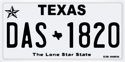 TX license plate DAS1820