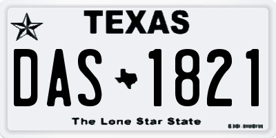 TX license plate DAS1821