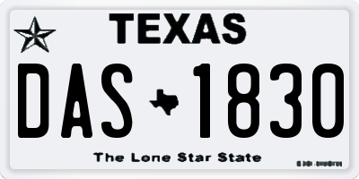 TX license plate DAS1830