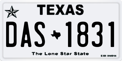 TX license plate DAS1831