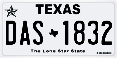 TX license plate DAS1832