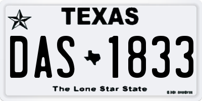 TX license plate DAS1833