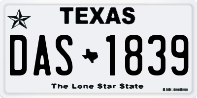 TX license plate DAS1839