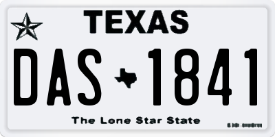 TX license plate DAS1841