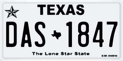 TX license plate DAS1847