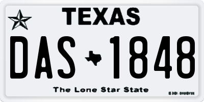 TX license plate DAS1848