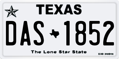 TX license plate DAS1852