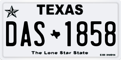 TX license plate DAS1858