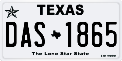 TX license plate DAS1865