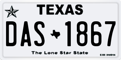 TX license plate DAS1867