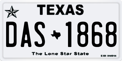 TX license plate DAS1868
