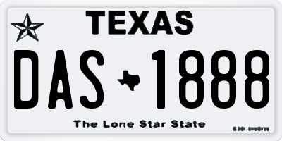 TX license plate DAS1888