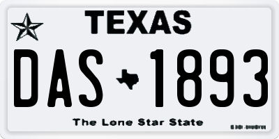 TX license plate DAS1893