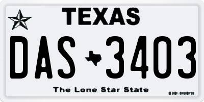 TX license plate DAS3403