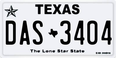 TX license plate DAS3404