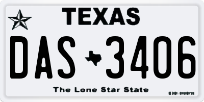 TX license plate DAS3406