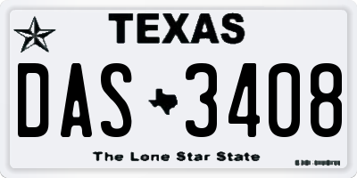 TX license plate DAS3408