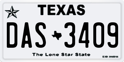 TX license plate DAS3409