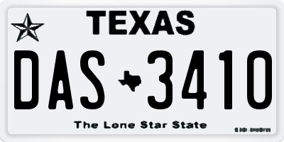 TX license plate DAS3410